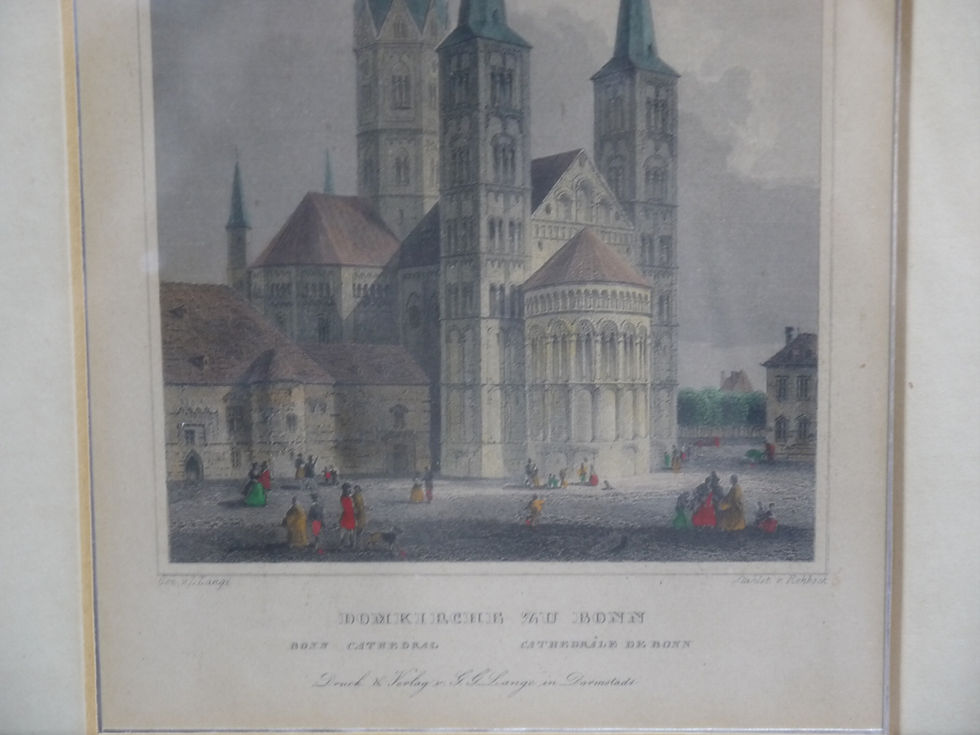 Miniaturbild: Älterer, colorierter Stich: Domkirche zu Bonn, im Passepartout