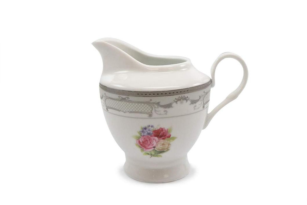 Thumbnail: Dinnerware Set Plates for 8, Porcelain, Pale Roses