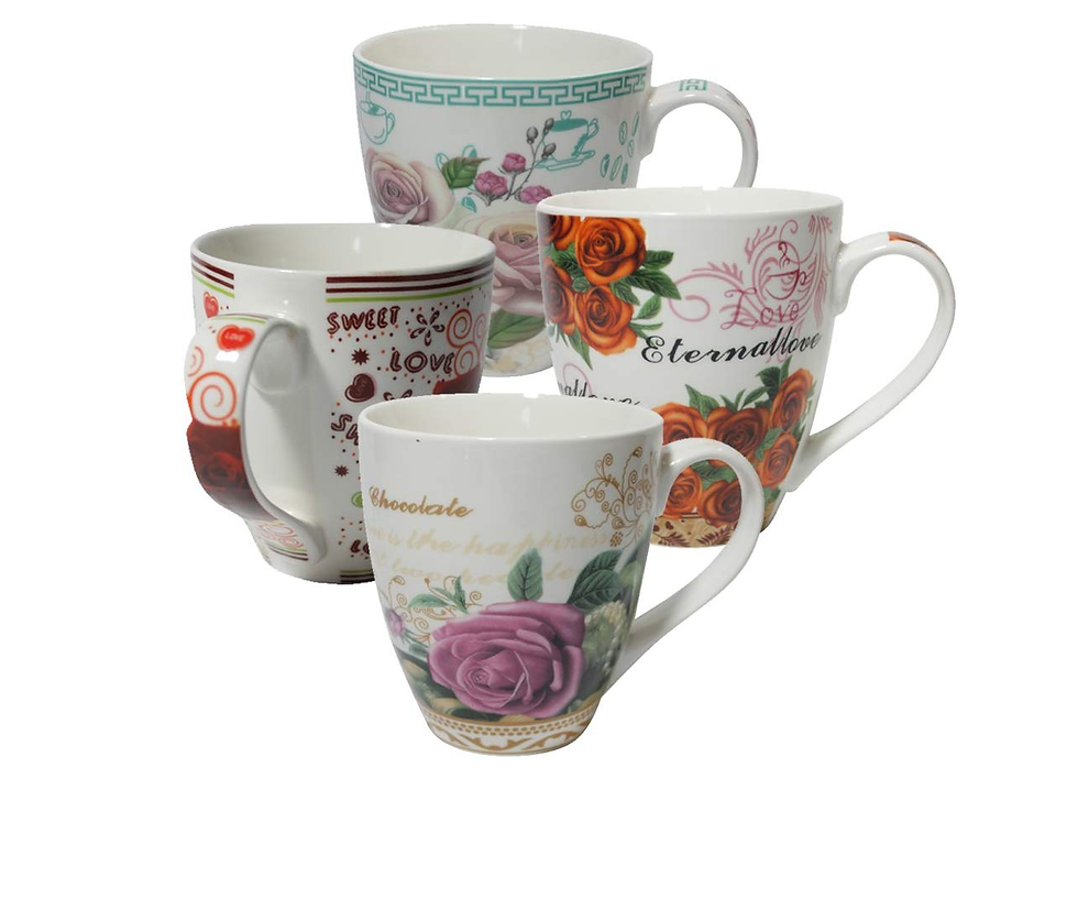 Coffee Mug Set of 4 Flower Design