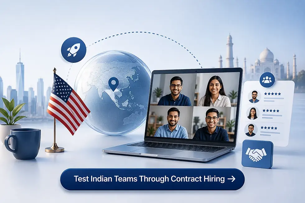 contract hiring India test US startups
