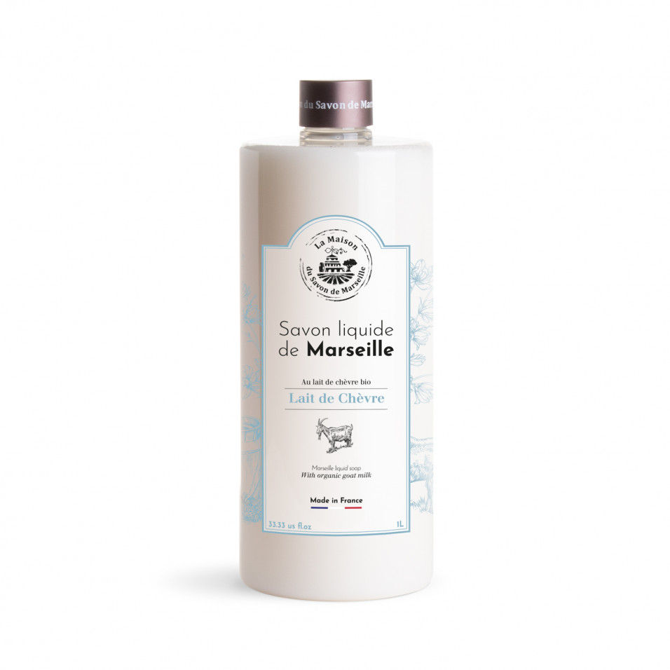 Savon liquide de Marseille Parfum Lait de chèvre - 1L - La Maison du Savon de Lannion