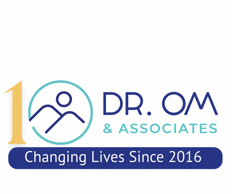 Dr OM & Associates 10th anniversary logo