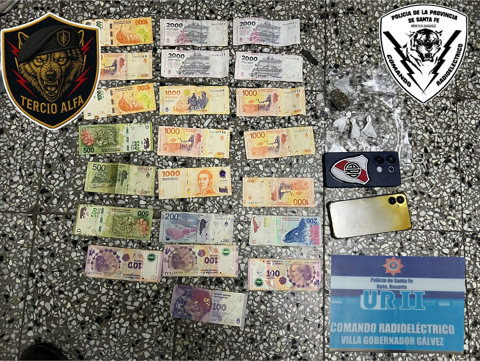 Nueva detención por microtráfico en Villa Gobernador Gálvez: secuestran cocaína, marihuana, dinero y un automóvil en la zona del Puente Negro