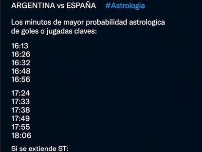 ¡Aguante Corazón, Aguante!: El astrólogo rosarino que viene acertando los minutos más importantes ya publicó los minutos clave para la final entre Argentina y España