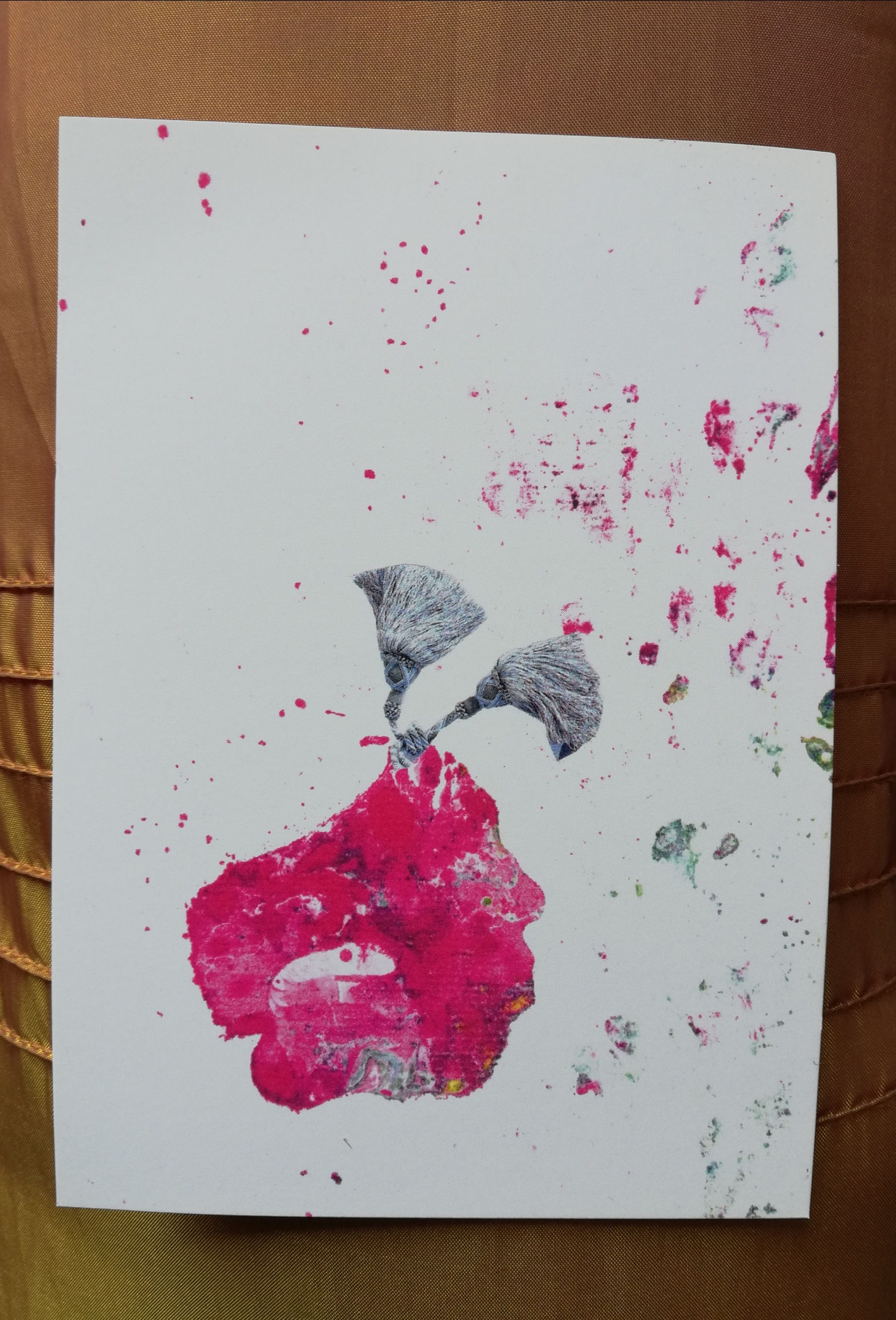 Carte postale "Tête à pompons", Carte imprimée à partir de mes collages originau