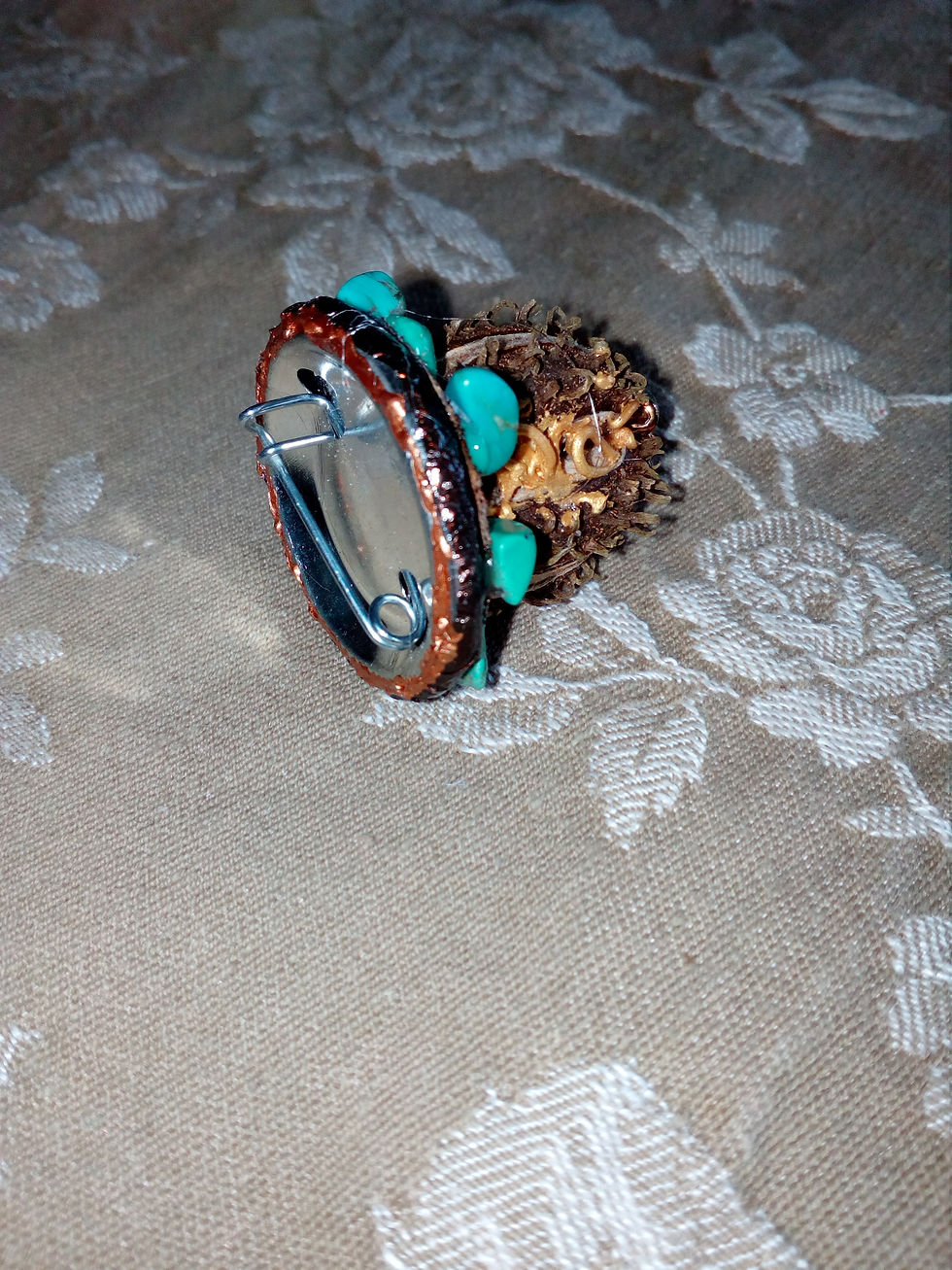 Miniature : Broche graine velue rocailles turquoises