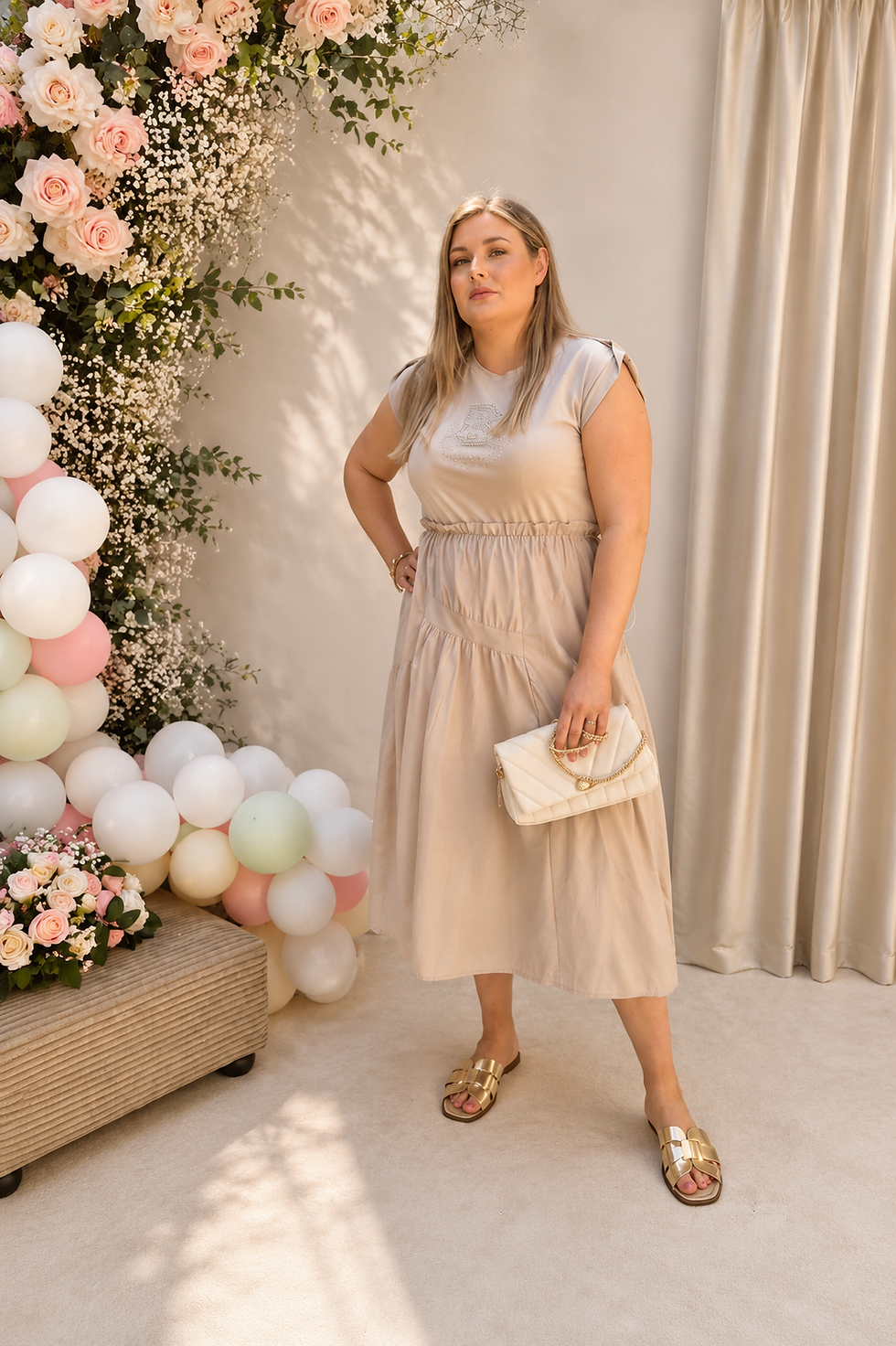 Thumbnail: *BIBIONE* CREAM LONG DRESS