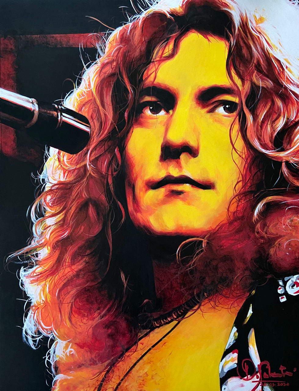 Portrait en peinture acrylique de Robert Plant - Led Zeppelin