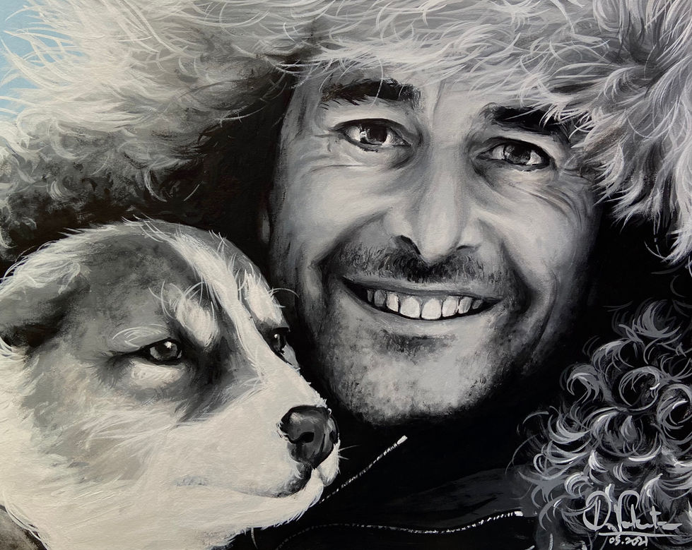 Portrait en peinture acrylique de Nicolas Vanier