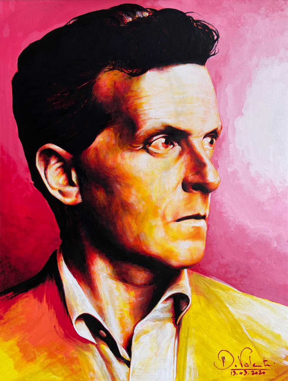 Portrait en peinture acrylique du philosophe Ludwig Wittgenstein