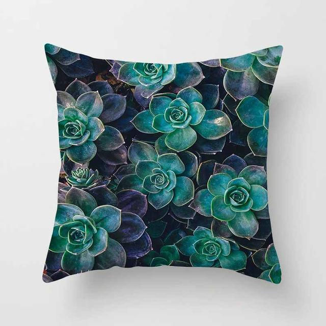 Miniatura: Vintage Flower Tropical Leaves Cushion Cover