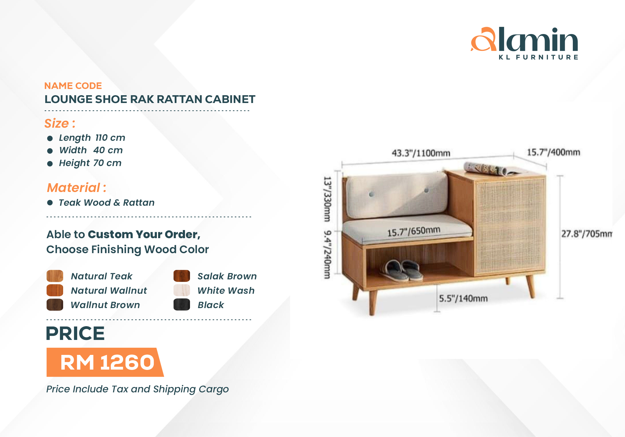 Lounge Shoe Rak Rattan Cabinet (Pre Order)
