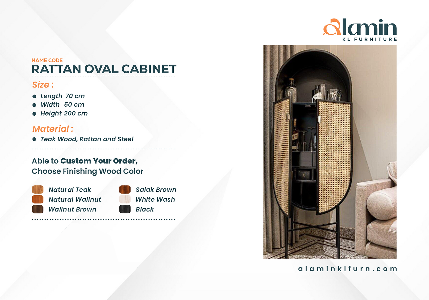Rattan Oval Cabinet