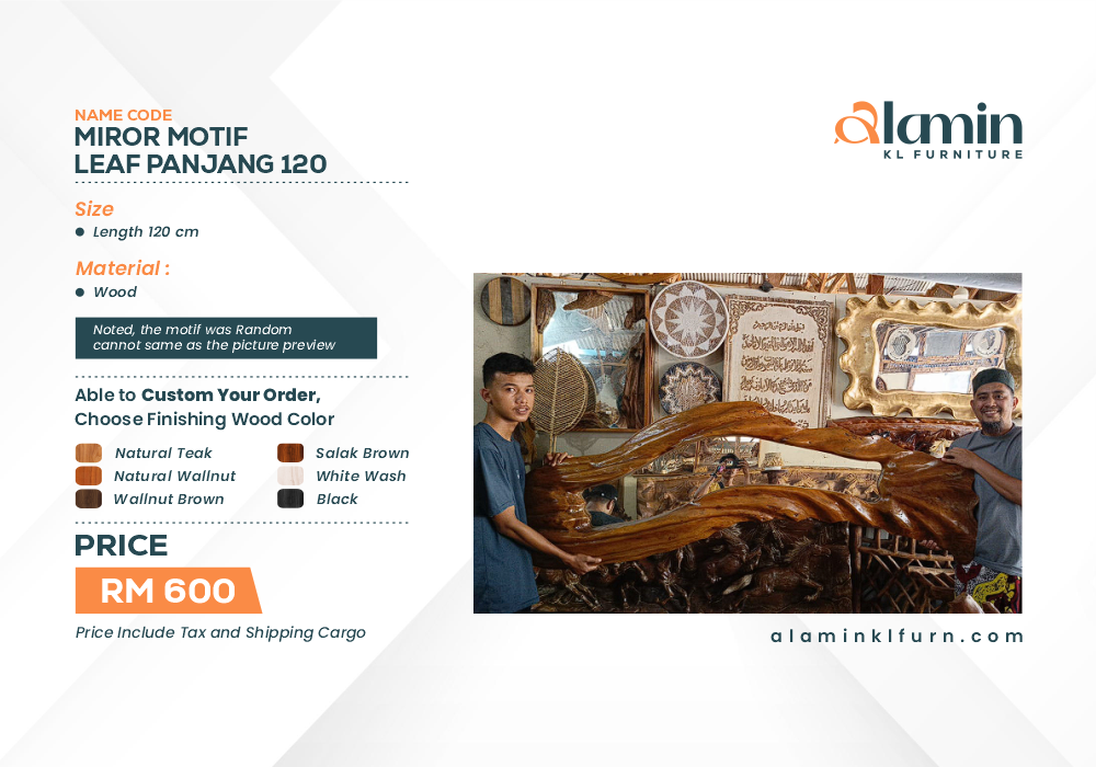 Miror Motif Leaf Panjang 120 (Pre Order)
