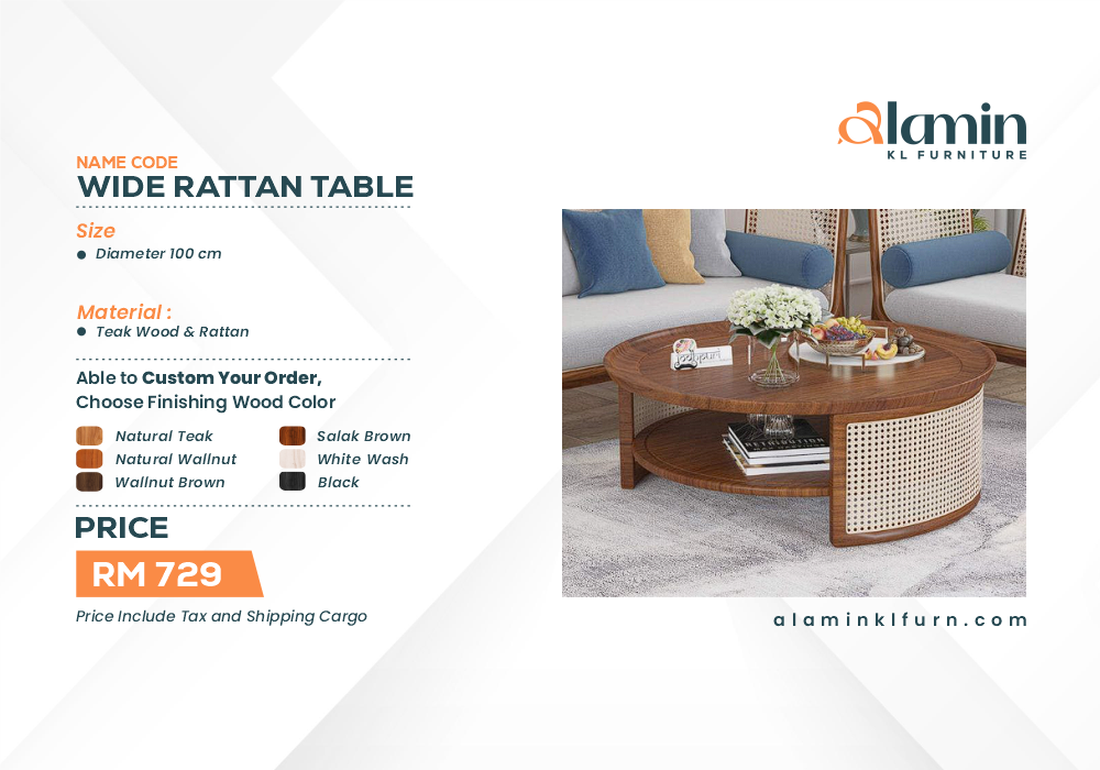 Wide Rattan Table (Pre Order)