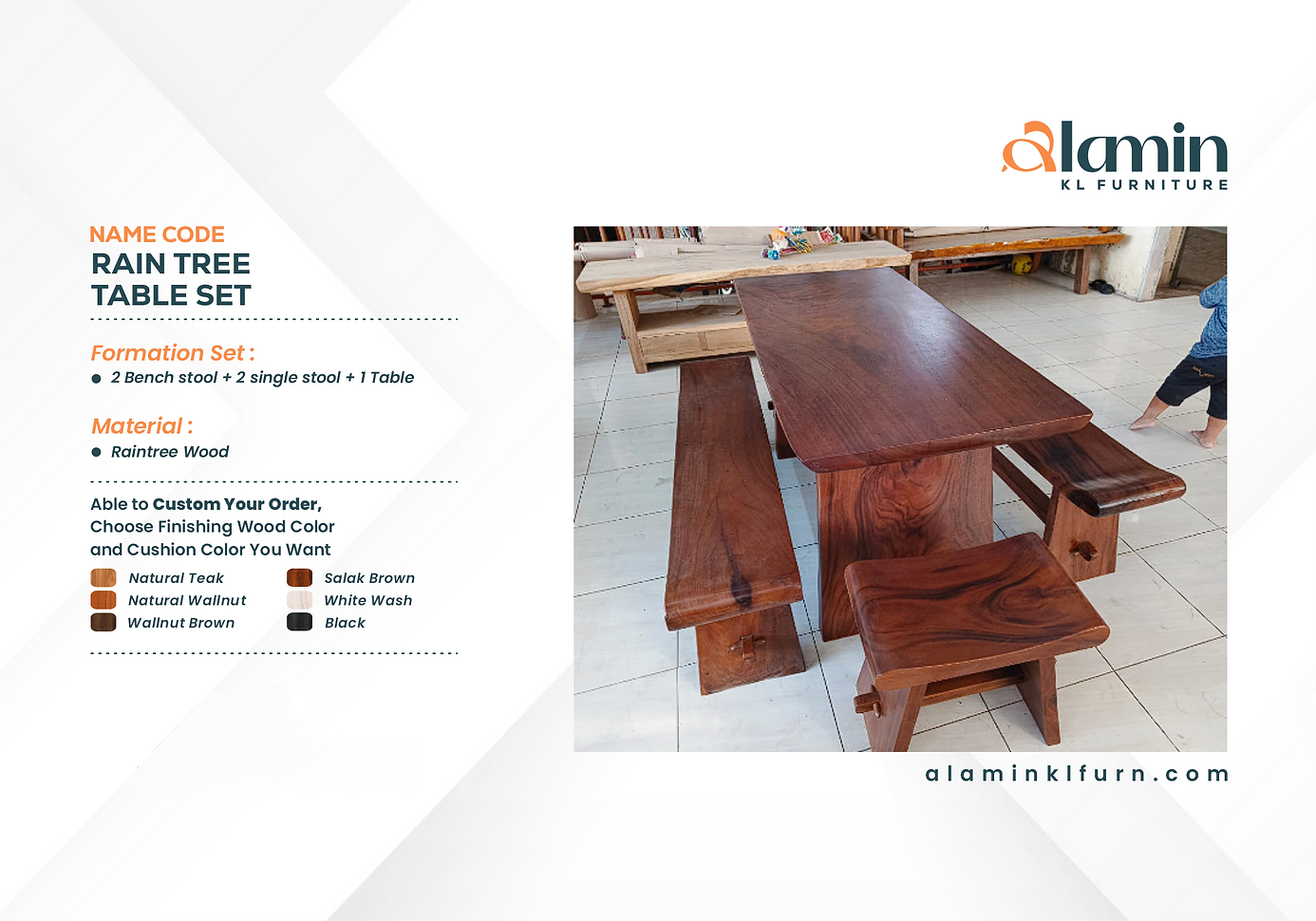 Rain tree Table Set 150 cm x 70 cm