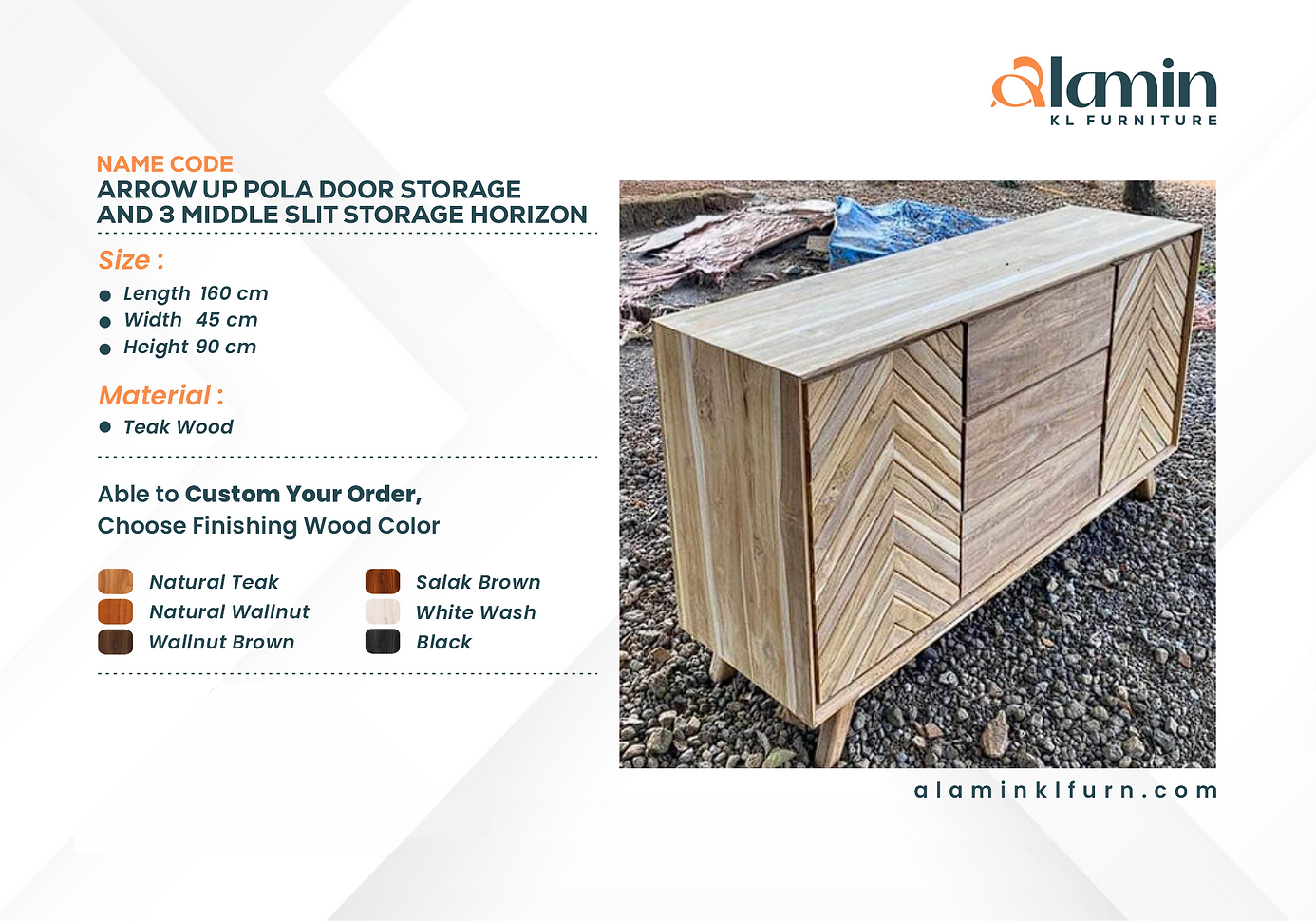 Arrow Up Pola Door Storage and 3 Middle Slit Storage Horizon Cabinet