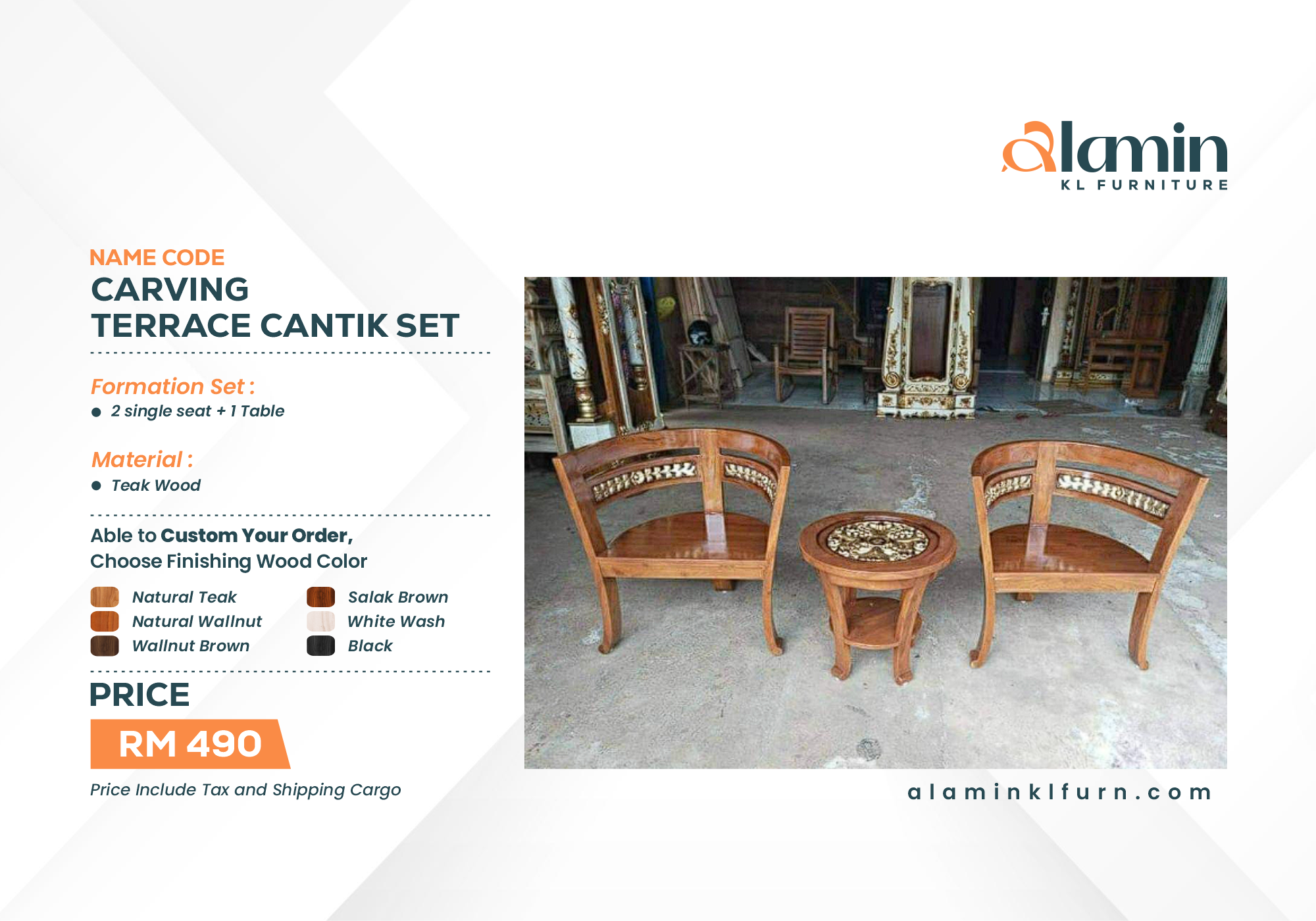 Carving Terrace Cantik Set (2 chair + 1 Table)