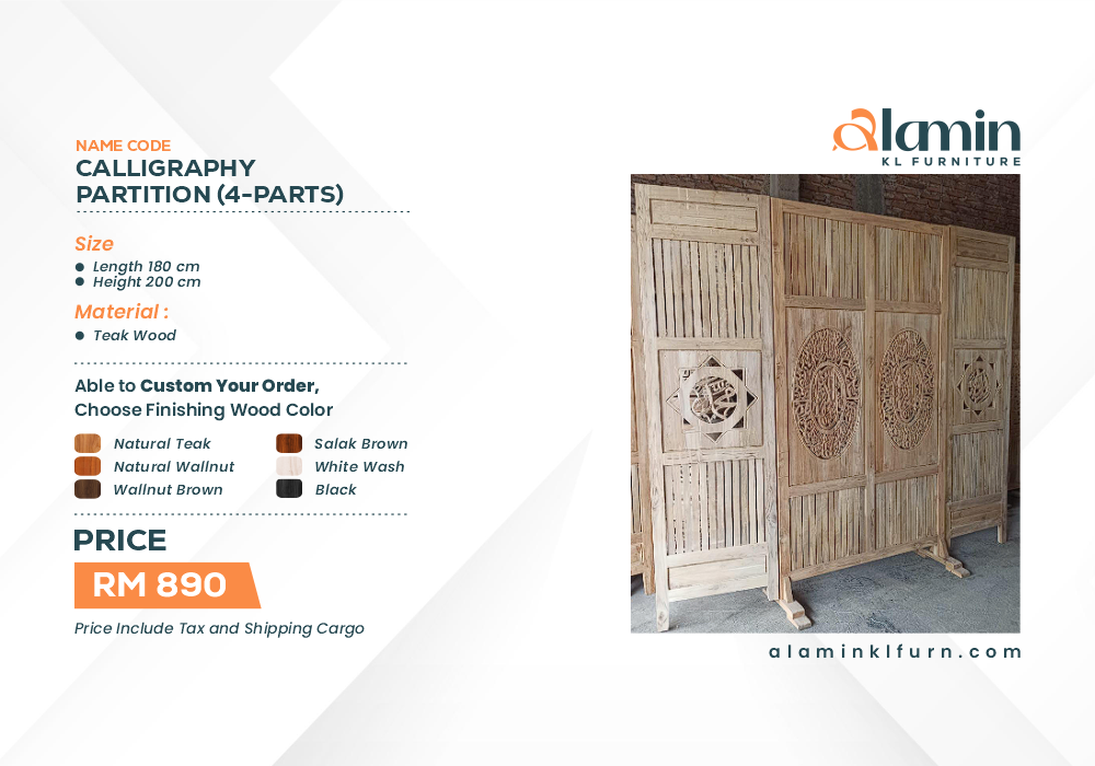 Calligraphy Partition (4-parts) (Pre Order)