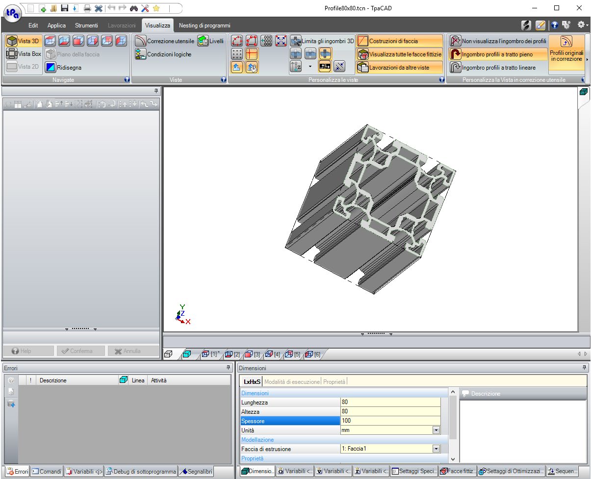 Vista 3D de pieza en TpaCAD, software CAD/CAM oficial de TPA