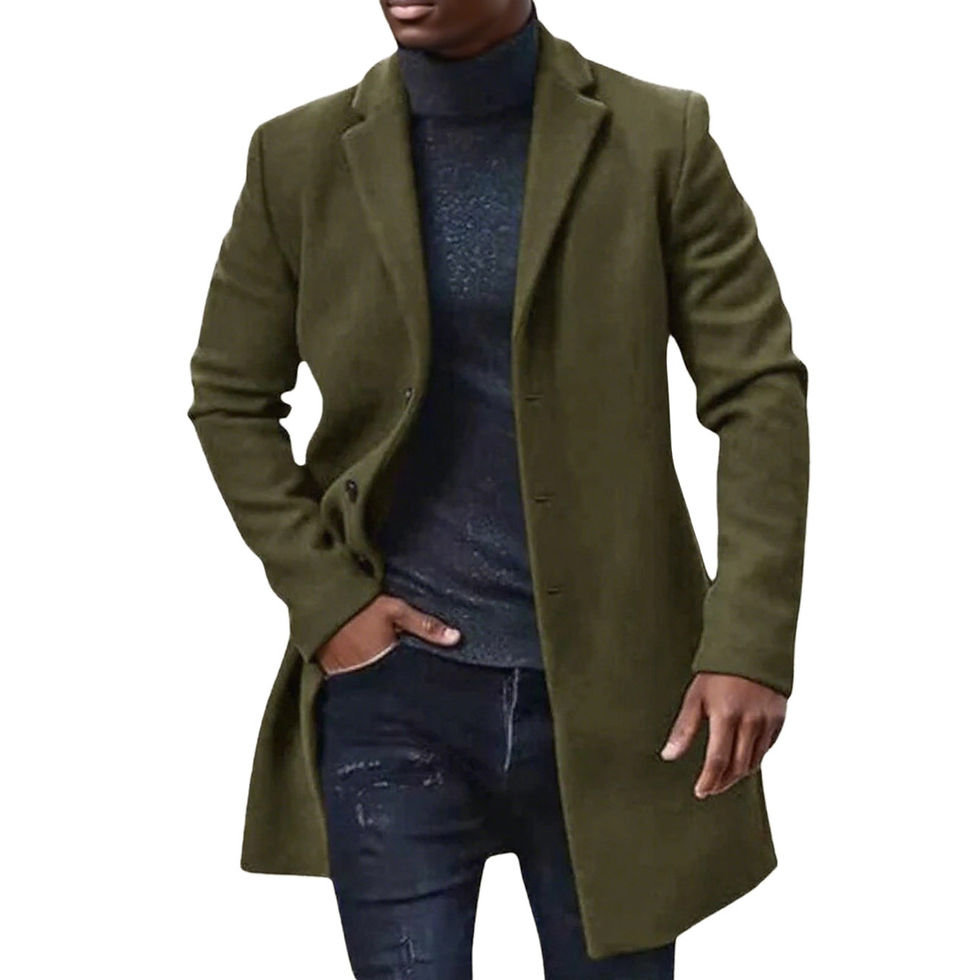 Thumbnail: Mens Wool Blend Mid-Length Trench Coat