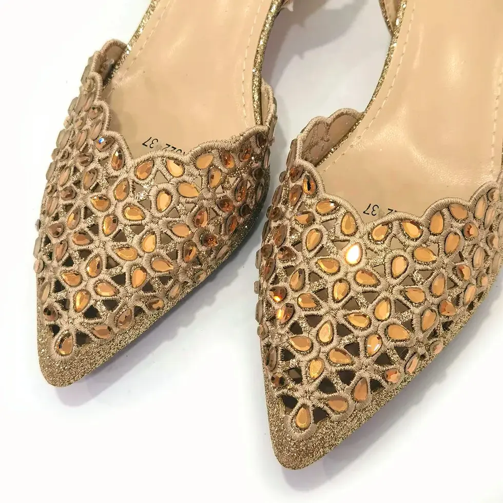 Thumbnail: Venus Chan Low Embroidery Rhinestone Italian 