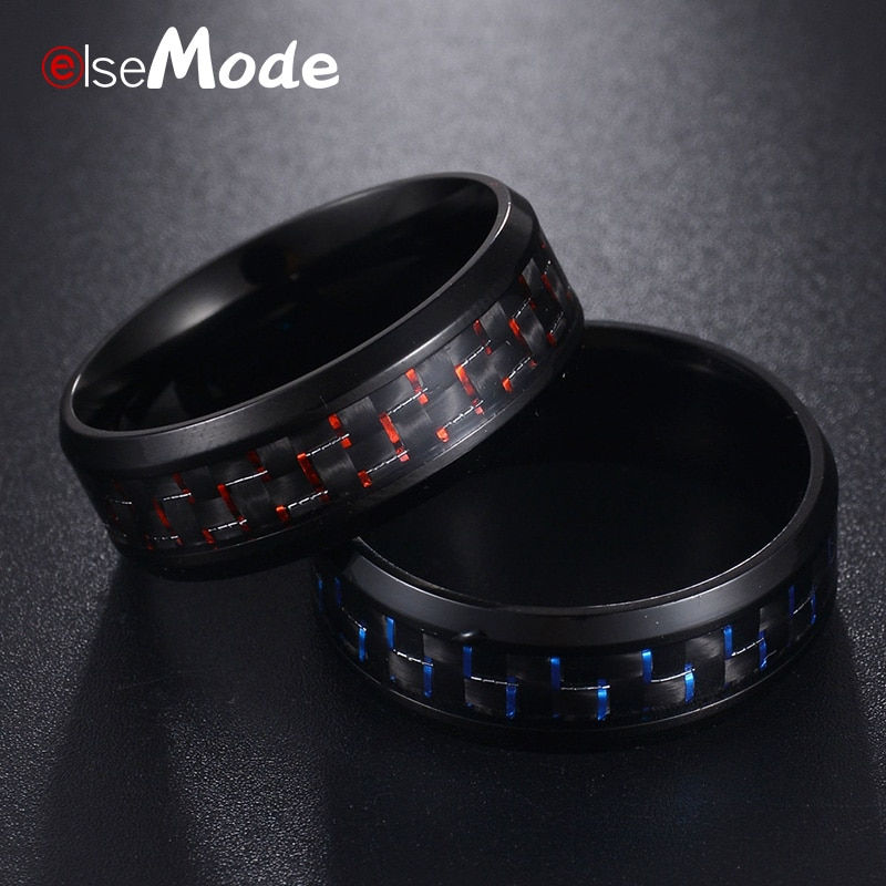 Titanium Steel Black Carbon Fiber Mens