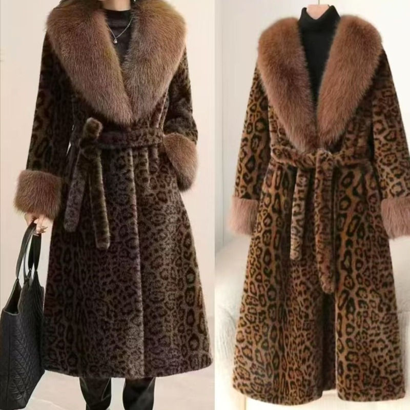 Thumbnail: Loose Leopard Print Coat Long Integrated