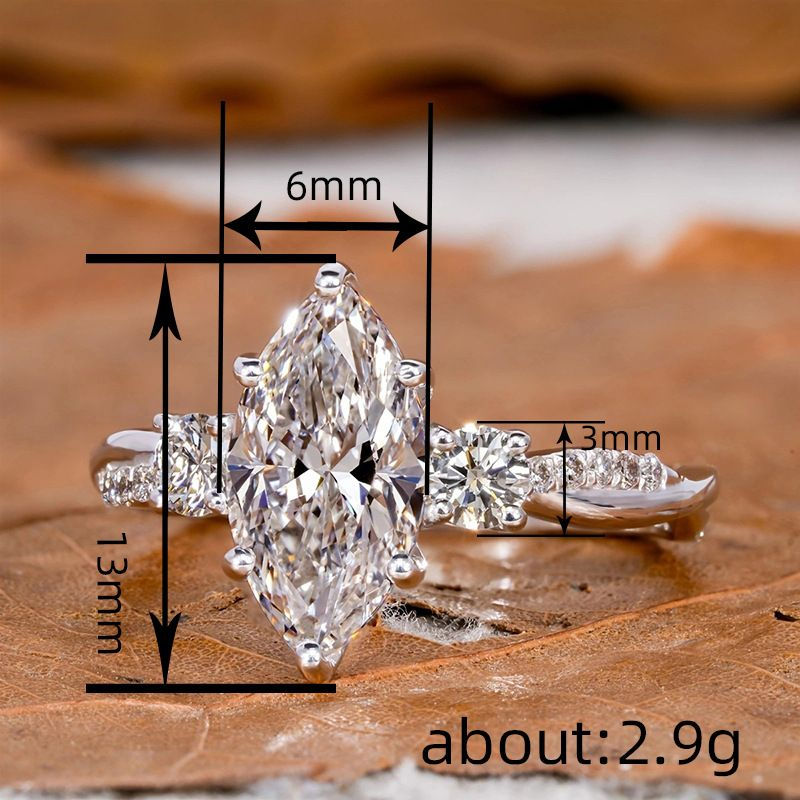 Thumbnail: 925 Sterling Silver Women Rings with Marquise Cubic Zirconia