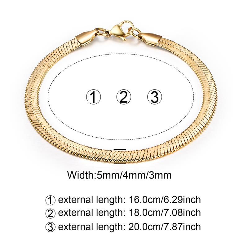 Thumbnail: 3/4/5MM Stainless Steel Snake Chain Bracelet