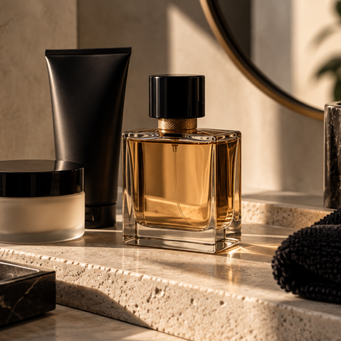 Fragrance and beauty products styled for the VALENS Edit