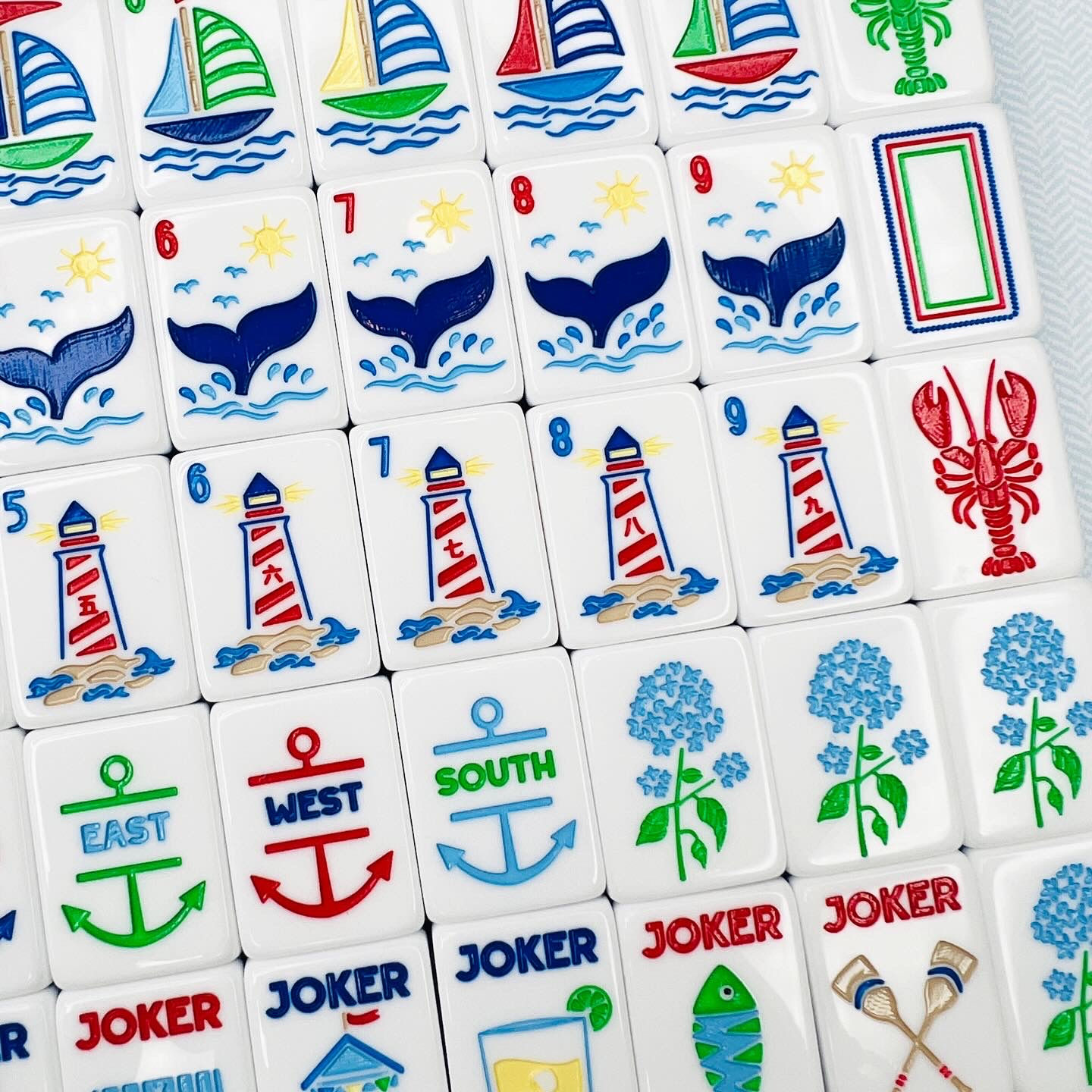 The Nantucket Mahjong Tile Collection with Mat & Shufflers