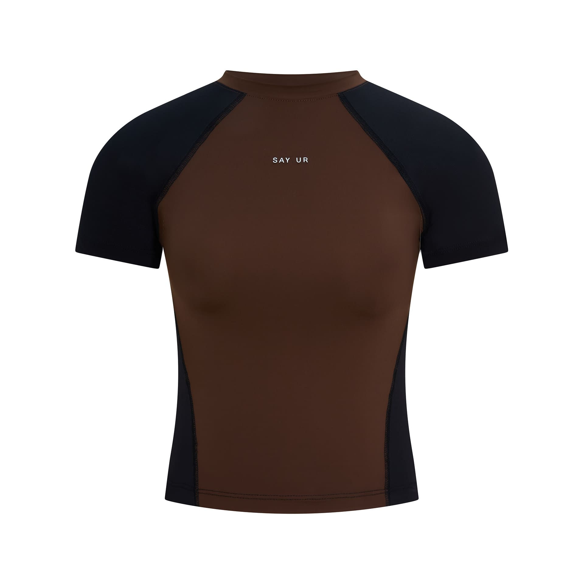 BABY TEE UV SOFT STRETCH 'SAY UR' BROWN & BLACK