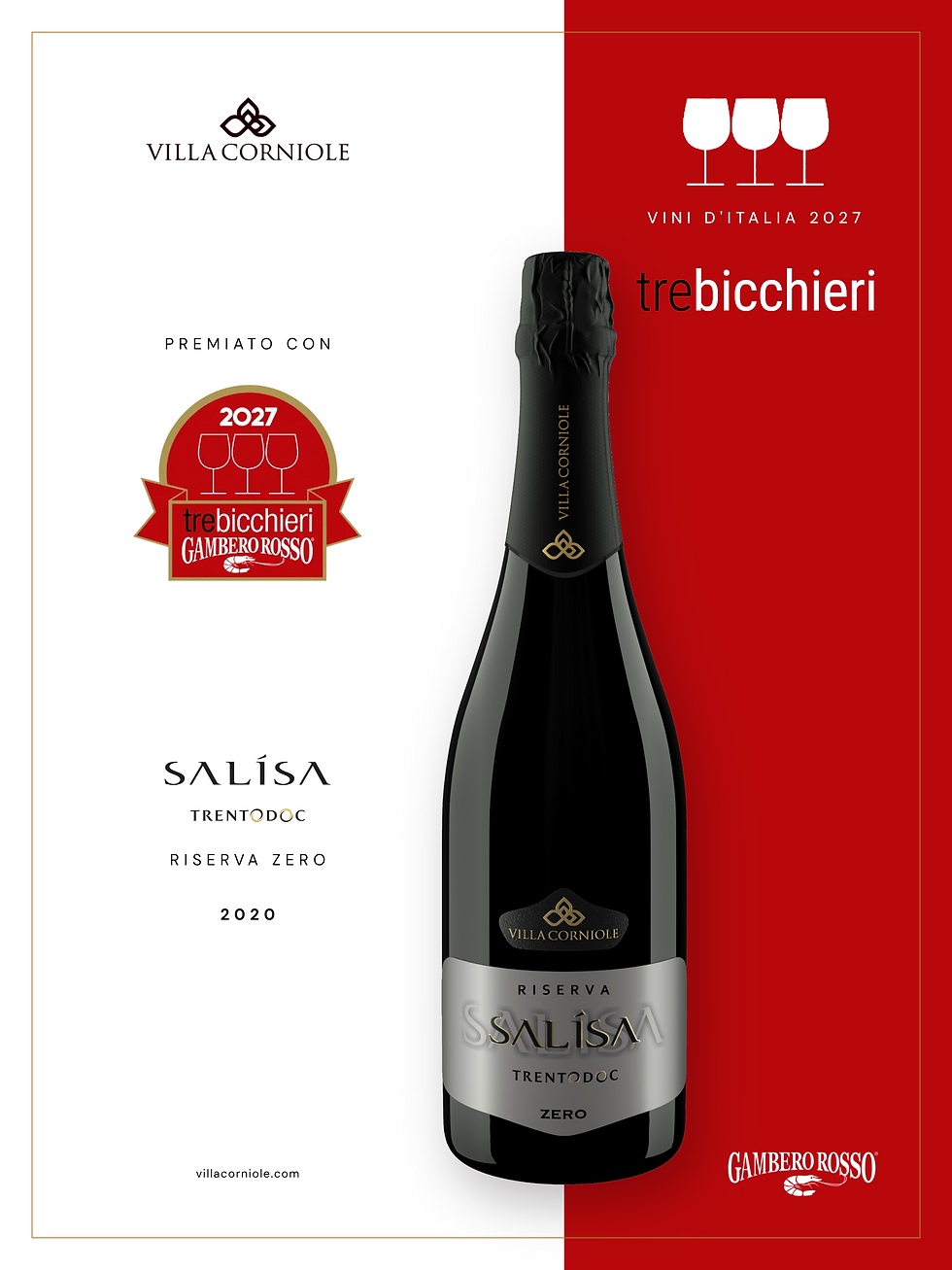 Tre Bicchieri 2027 del Gambero Rosso | Trentodoc Salísa Zero Riserva