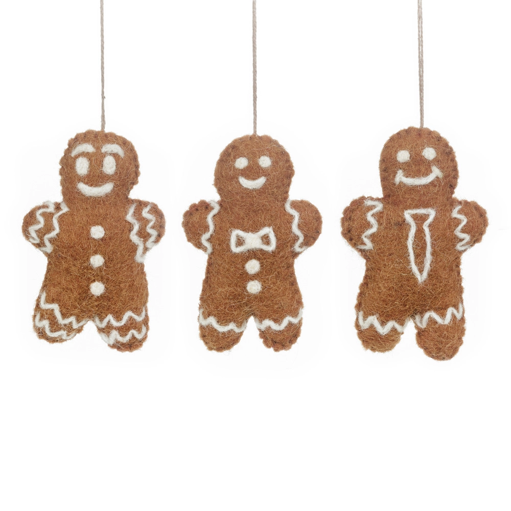 Handmade Felt Gingerbread Friends (Set of 3) Decorations