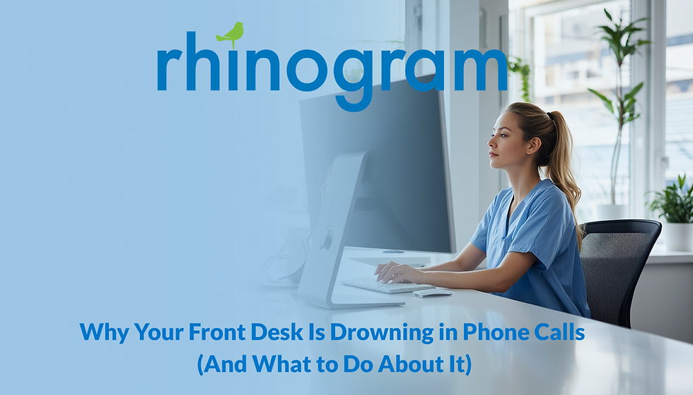  Healthcare front desk staff managing high phone call volume in a busy medical office
