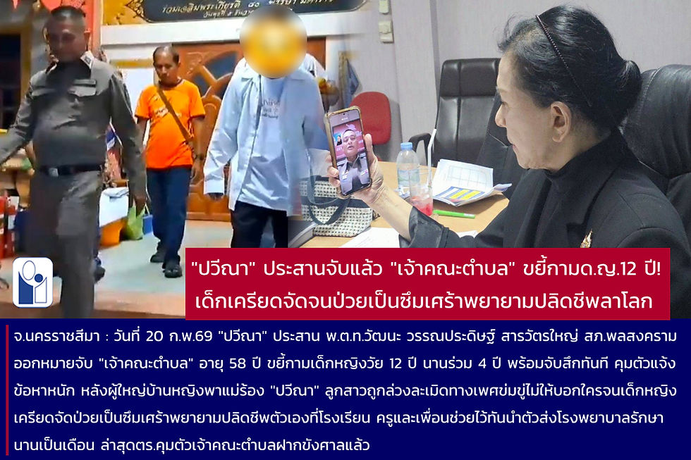 นครราชสีมา ปวีณา ประสาน สารวัตรใหญ่ สภ.พลสงคราม ออกหมายจับ เจ้าอาวาสวัดแห่งหนึ่ง ละเมิดเด็กวัย 12