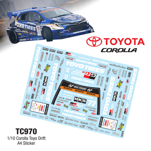 TC970 1/10 Corolla Toyo Drift Sticker, A4 | TeamC Racing