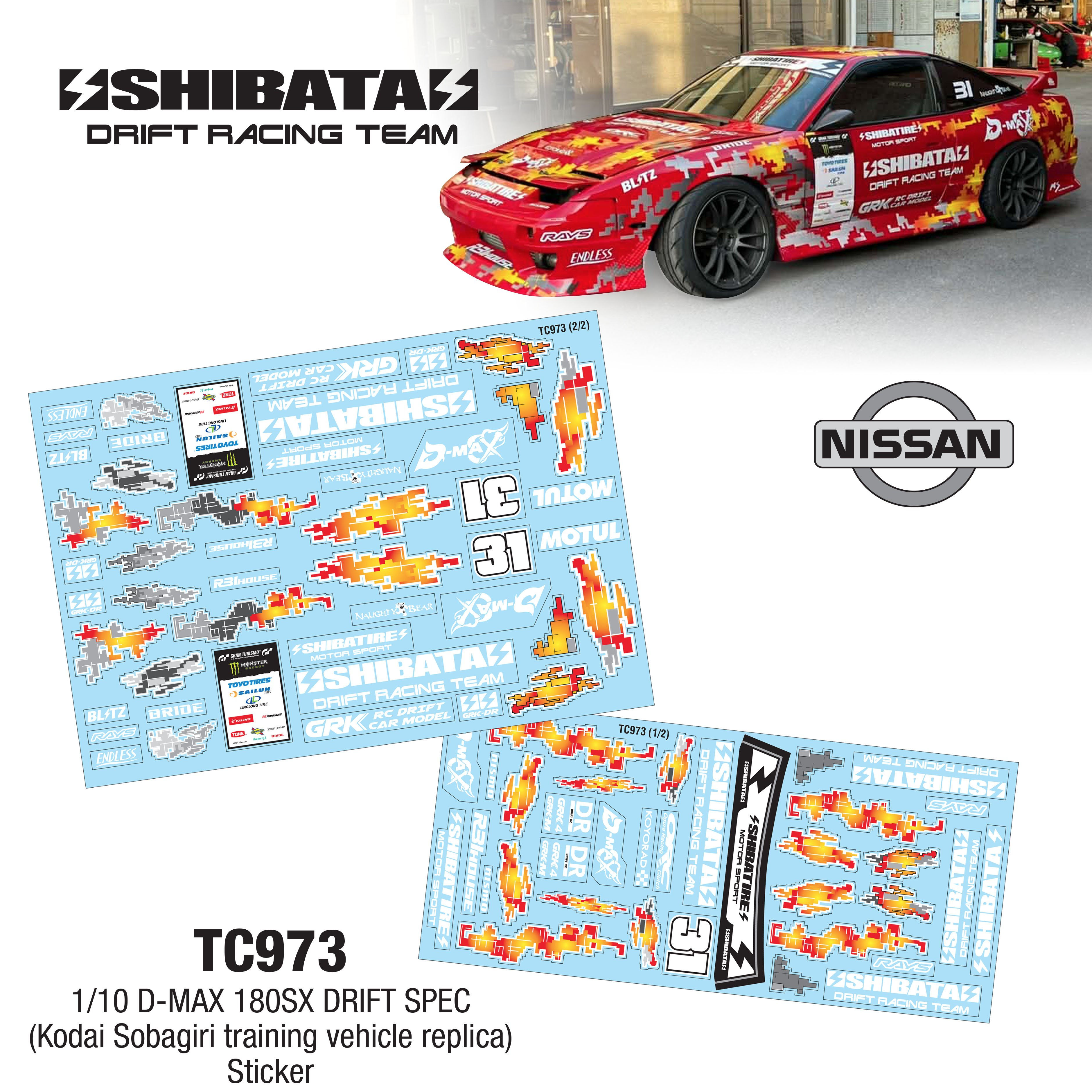 TC973 1/10 D-MAX 180SX DRIFT SPEC (Kodai Sobagiri) Sticker