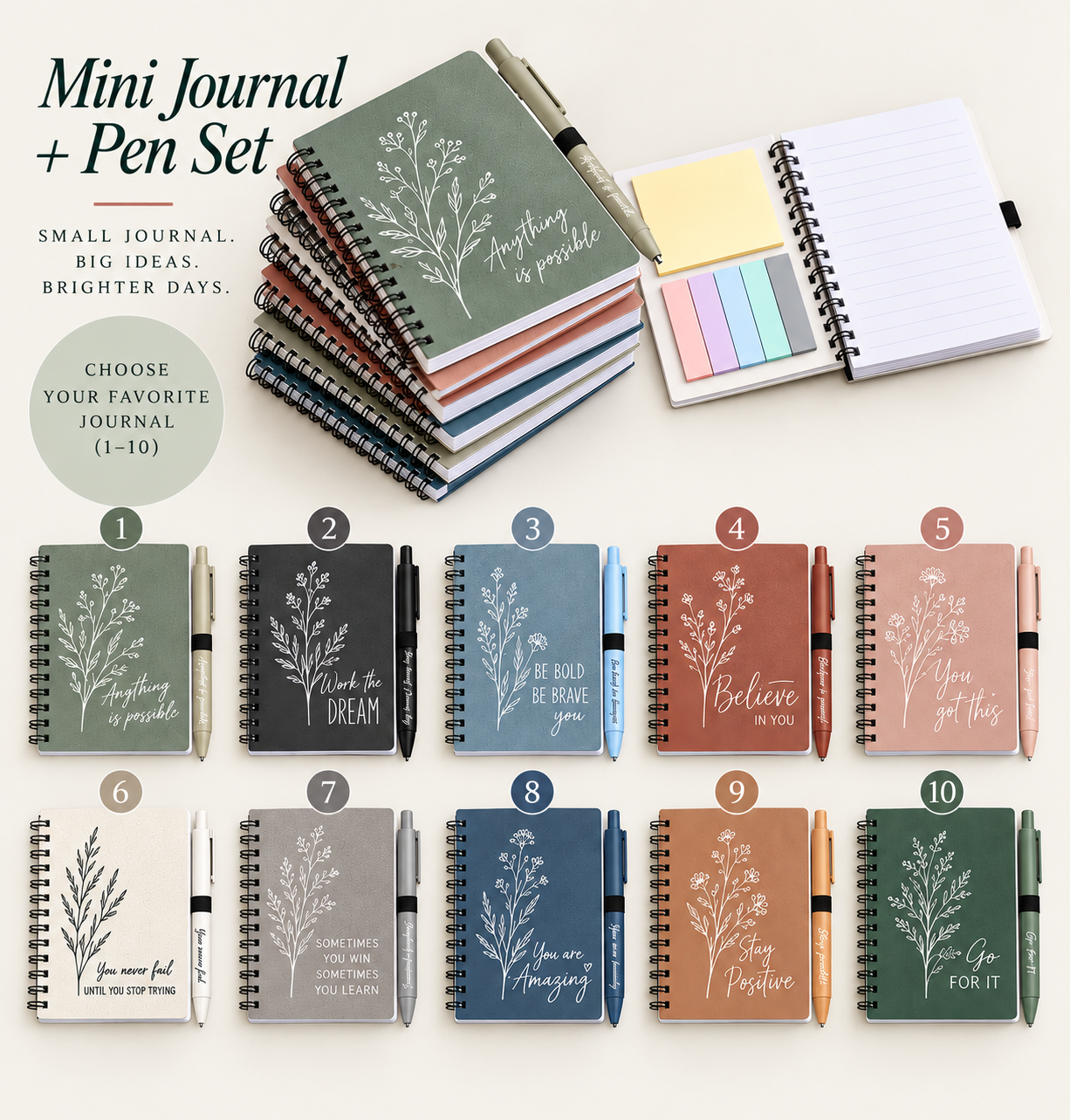 Inspirational Mini Spiral Journal & Pen Set