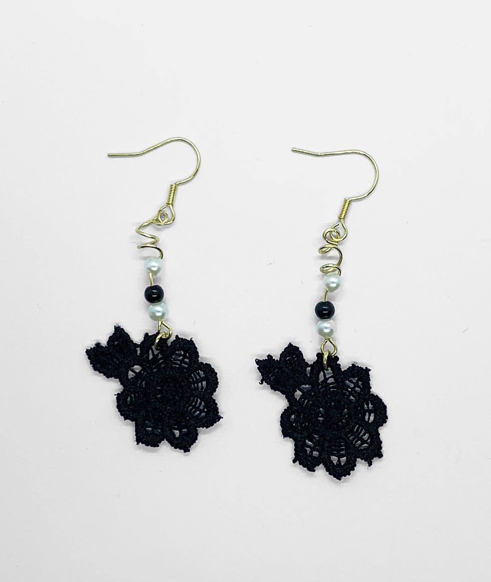 Miniatyrbild: Filigree Lace Earrings - Gold Plated Hooks