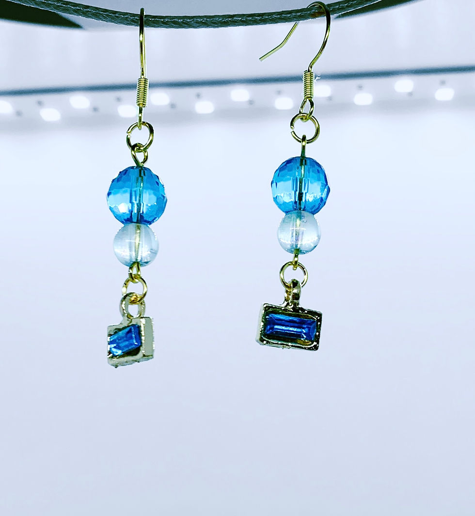 Miniatyrbild: Crystal Blue Drop Earrings - Gold Plated