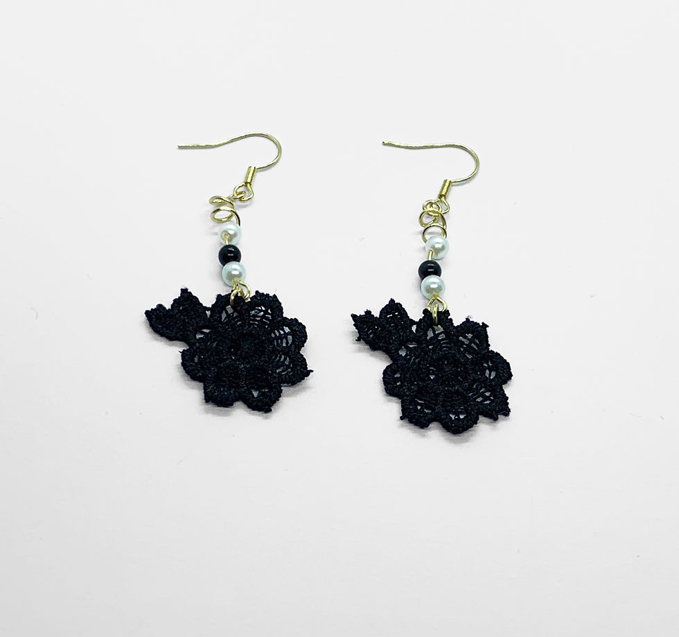 Miniatyrbild: Filigree Lace Earrings - Gold Plated Hooks