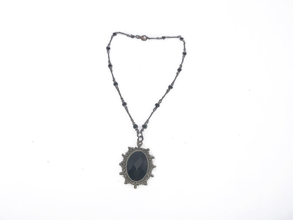 Miniature : Black Cabochon Pendant Necklace 