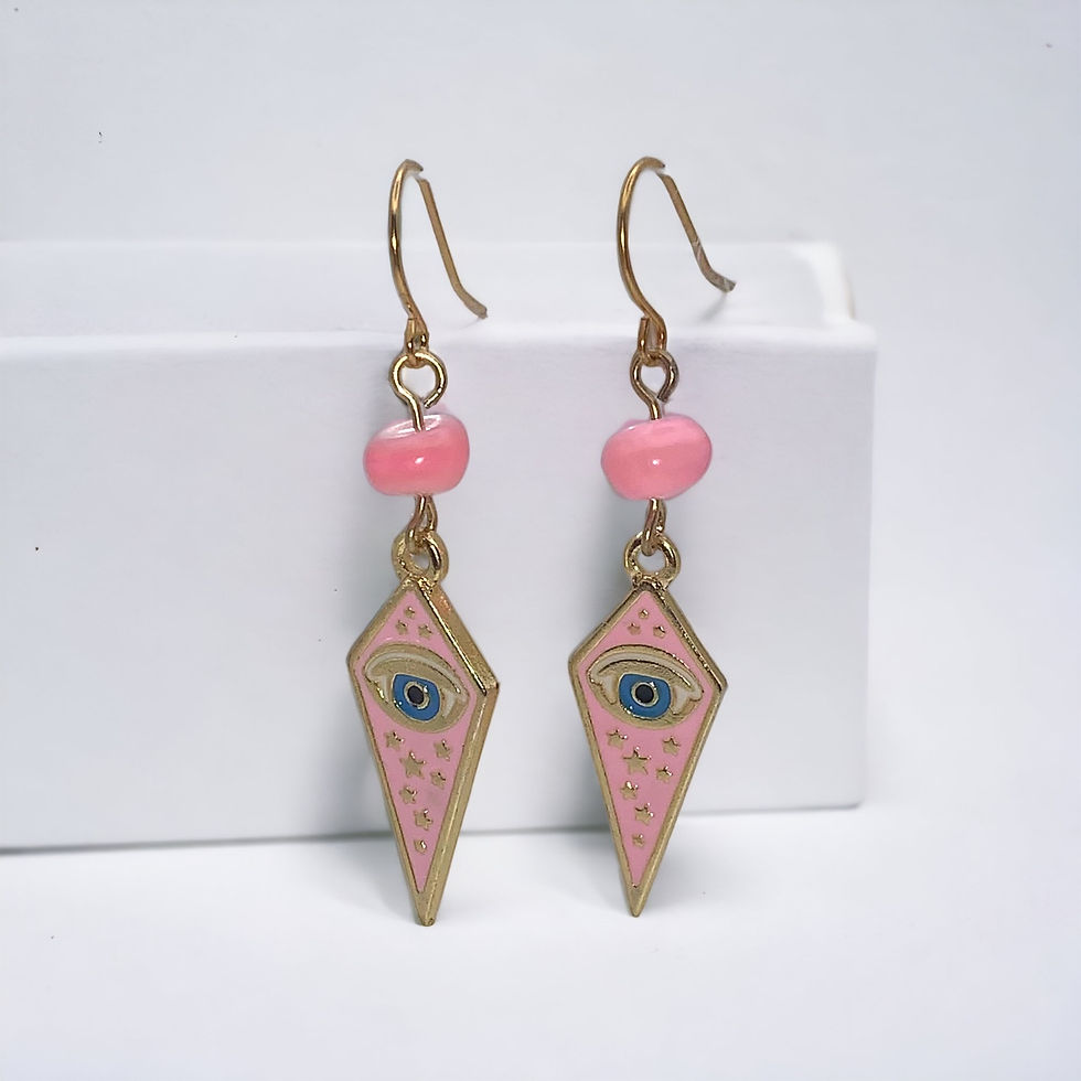 Miniatura: Pink Arrow Head Evil Eye Earrings