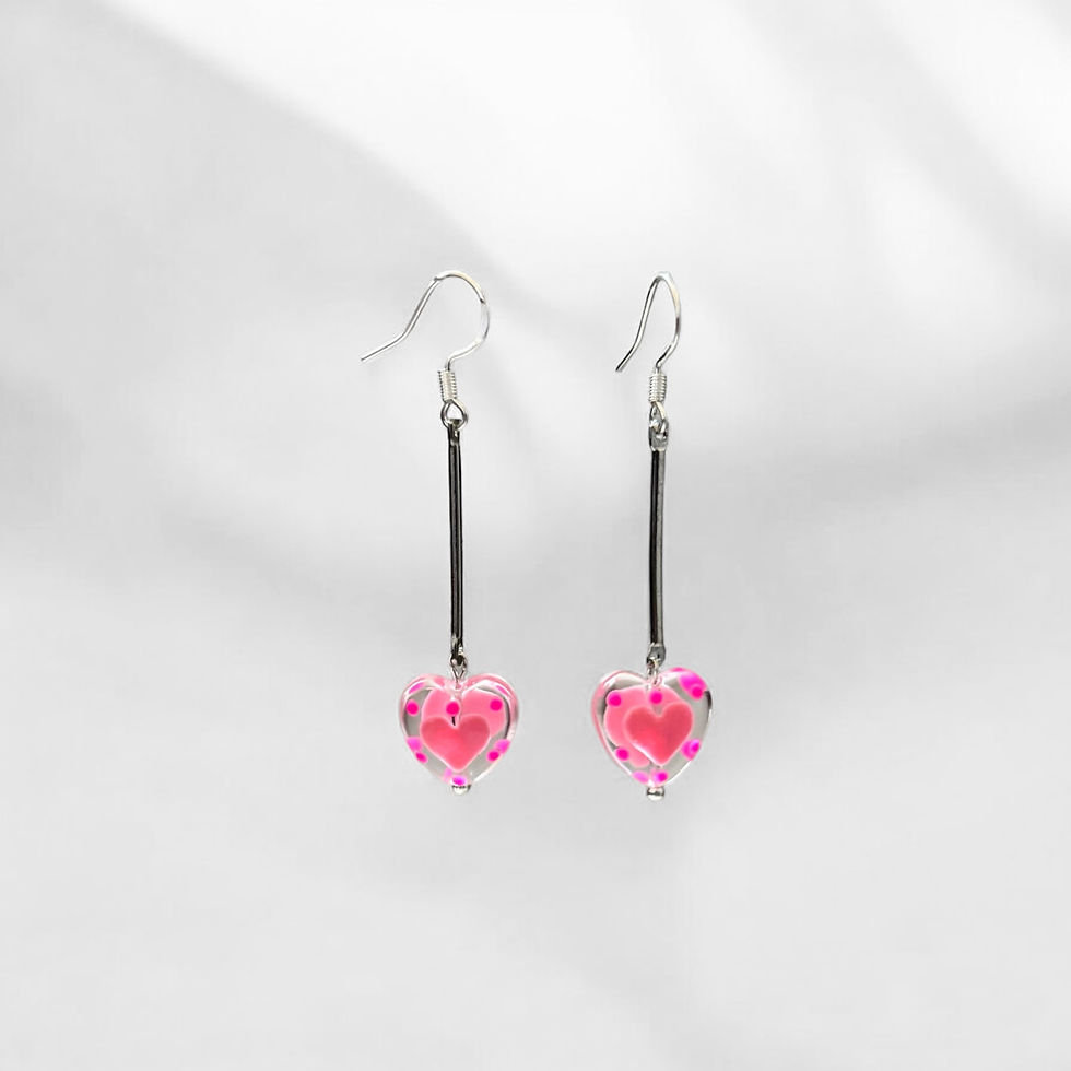 Miniaturbild: Candy Glass Heart Dangle Earrings 