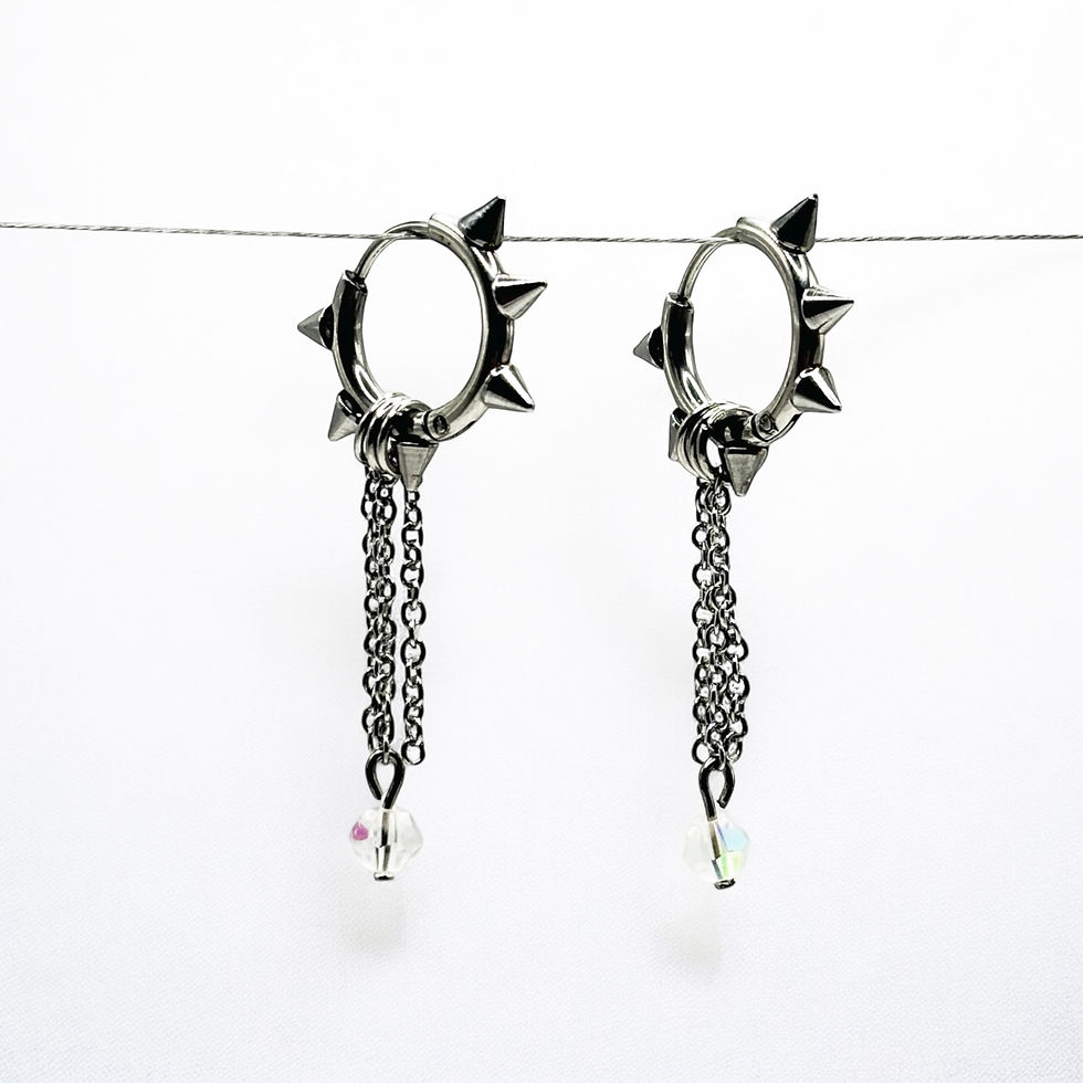 Spiked Hoops with Crystal Accents