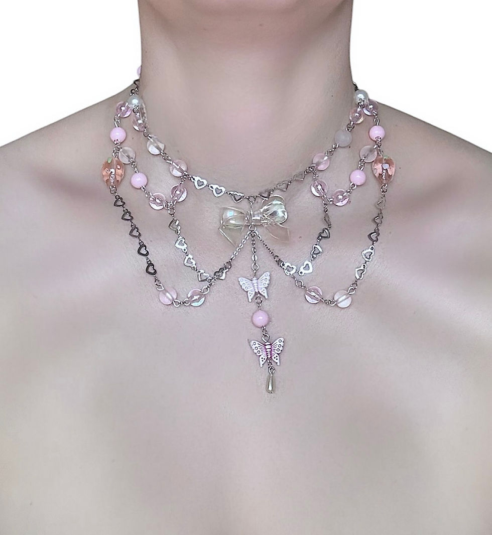 Miniatura: Whimsical Bow and Butterfly Necklace