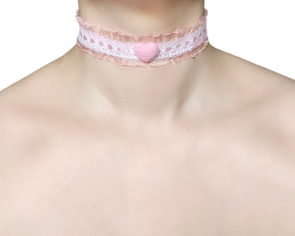 Miniaturbild: Pink Heart Lace Choker