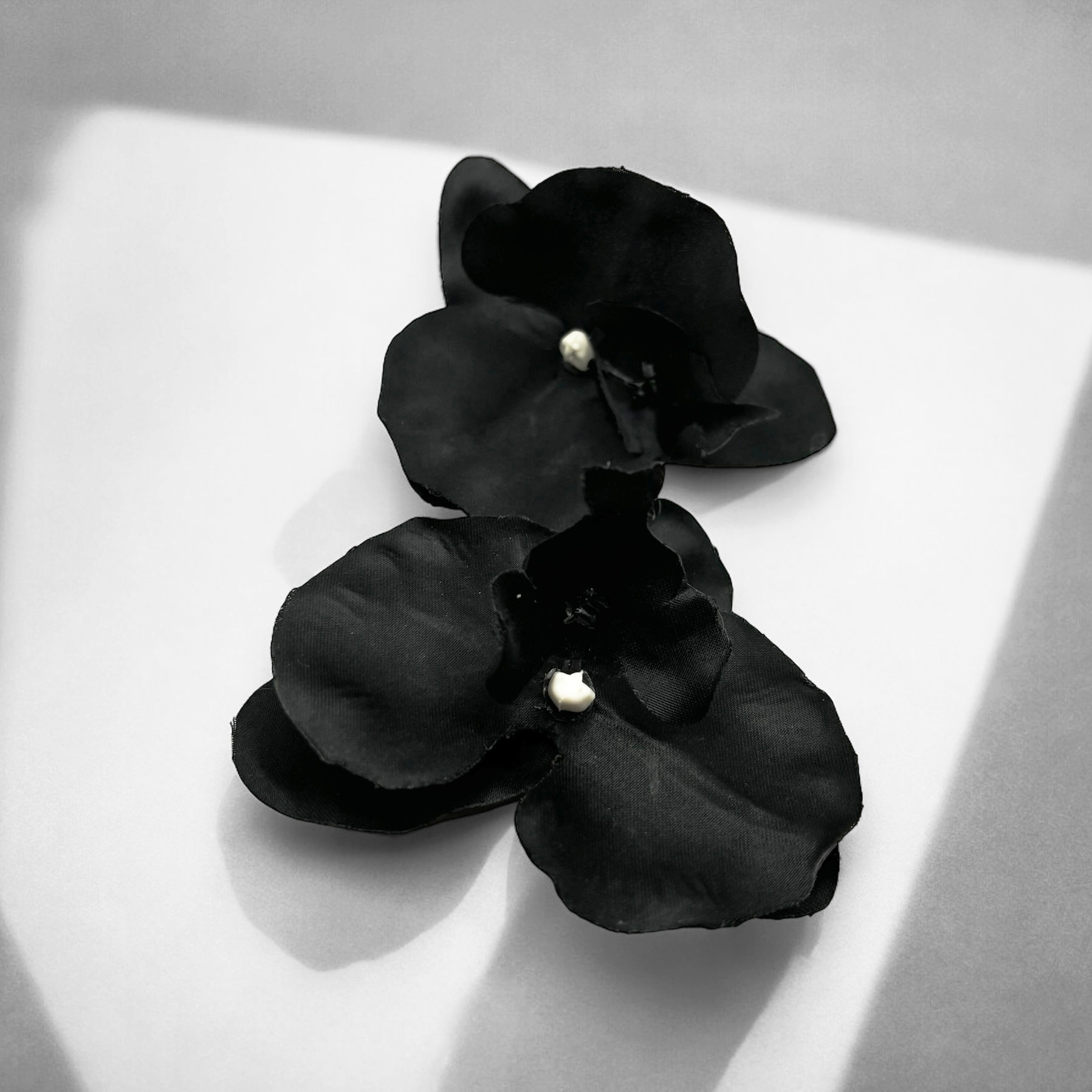 Black Magnolia Orchid Hair Clips